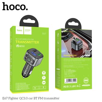  АЗУ Bluetooth FM трансмиттер Hoco E67 Fighter QC3.0 car, black 