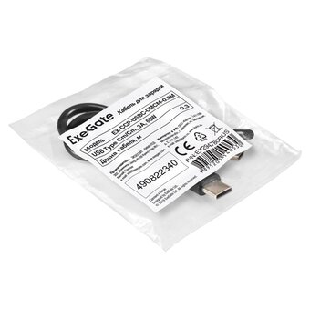  Кабель для зарядки ExeGate EX-CCP-USBC-CMCM-0.3M EX294780RUS USB Type Cm/Cm 3A 60W 0,3м 