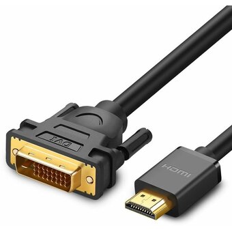  Кабель UGREEN HD106 10136 HDMI Male To DVI24+1 Round Cable 3m Black 