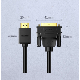  Кабель UGREEN HD106 10136 HDMI Male To DVI24+1 Round Cable 3m Black 