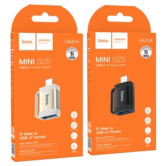  OTG переходник HOCO UA31A iP male to USB female OTG adapter черный 