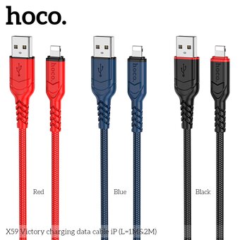 Дата-кабель HOCO X59 Victory charging data cable iP, 2м, черный 