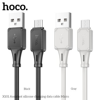  Дата-кабель HOCO X101 Assistant silicone charging micro 1м (черный) 