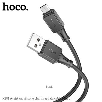  Дата-кабель HOCO X101 Assistant silicone charging micro 1м (черный) 