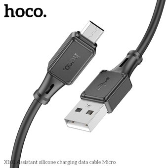  Дата-кабель HOCO X101 Assistant silicone charging micro 1м (черный) 