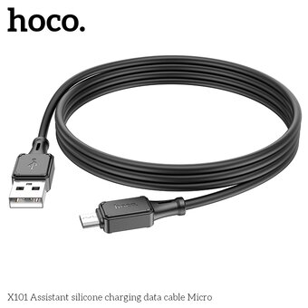  Дата-кабель HOCO X101 Assistant silicone charging micro 1м (черный) 