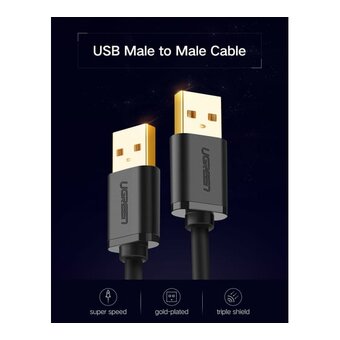  Кабель UGREEN US102 10311 USB 2.0 A Male to A Male Cable 2m Black 