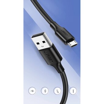  Кабель UGREEN US289 60135 USB 2.0 A to Micro USB Cable Nickel Plating 0.5m Black 