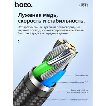  Дата-кабель HOCO U53 5A Flash Type-C 1м (черный) 
