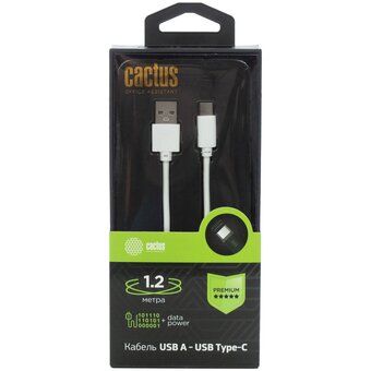  Кабель Cactus CS-USB.A.USB.C-1.2 USB m-USB Type-C m 1.2м белый 
