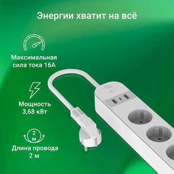  Умная розетка Digma DiPlug Strip 55 DPS554S EU Wi-Fi белый 