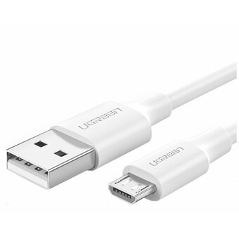  Кабель UGREEN US289 60140 USB 2.0 A to Micro USB Cable Nickel Plating 0.5m White 