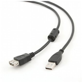  Кабель удлинительный Bion BXP-CCF-USB2-AMAF-030, USB 2.0 A-A (m-f), позолоченные контакты, ферритовые кольца, 3м, черный 