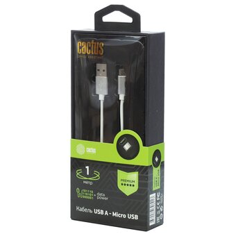  Кабель Cactus CS-USB.A.USB.MICRO-1 USB Type-C m-micro USB m 1м белый 