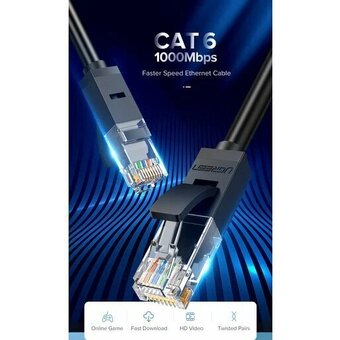  Кабель UGREEN NW102 20160 Cat 6 8-Core U/UTP Ethernet Cable 2m Black 