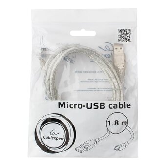  Кабель Cablexpert CCP-mUSB2-AMBM-6-TR USB 2.0 Pro, AM/microBM, 1,8м, экран, феррит.кольцо, прозрачны 