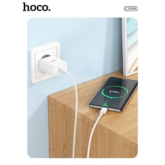  СЗУ Hoco C104A Stage single port PD20W charger+Type-C to Type-C, white 