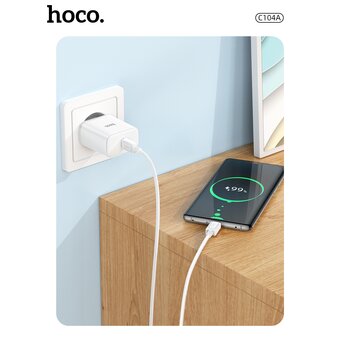  СЗУ Hoco C104A Stage single port PD20W charger+Type-C to lightning, white 