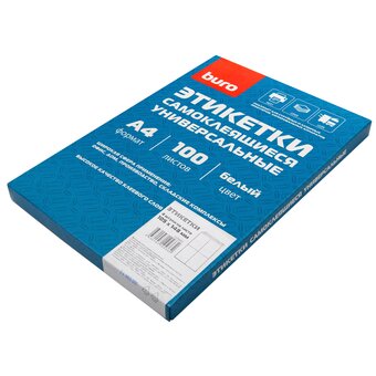  Этикетки Buro A4 105x148мм 4шт на листе/100л/белый матовое самоклей. универсальная 