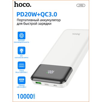  Аккумулятор внешний HOCO J102 Cool figure PD20W+QC3.0 (белый) 