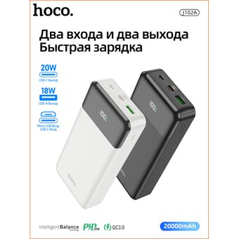  Аккумулятор внешний резервный HOCO J102A Cool figure 20000mAh (белый) 