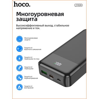  Аккумулятор внешний резервный HOCO J102A Cool figure 20000mAh (черный) 