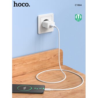  СЗУ HOCO C106A Leisure single port charger+Lightning (EU), (белый) 
