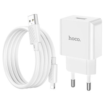  СЗУ HOCO C106A Leisure single port charger+Lightning (EU), (белый) 