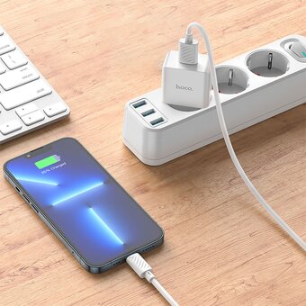  СЗУ HOCO C106A Leisure single port charger+Lightning (EU), (белый) 