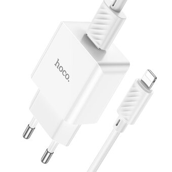  СЗУ HOCO C106A Leisure single port charger+Lightning (EU), (белый) 