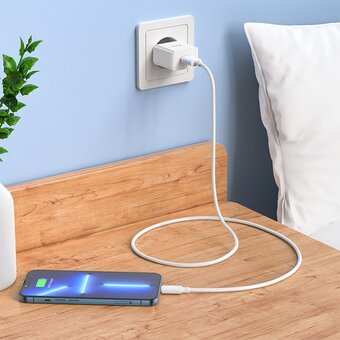  СЗУ HOCO C106A Leisure single port charger+Lightning (EU), (белый) 