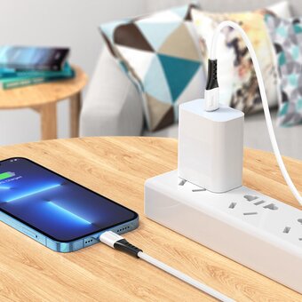  Дата-кабель HOCO X82 iP PD silicone charging data cable.white 