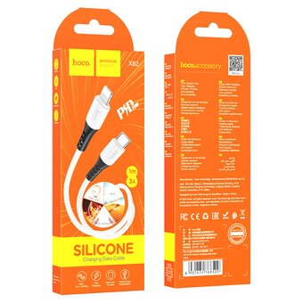  Дата-кабель HOCO X82 iP PD silicone charging data cable.white 