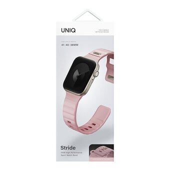  Ремень каучуковый Uniq STRIDE FKM RUBBER для Apple Watch 41/40/38, цвет бледно розовый (PALE PINK) 