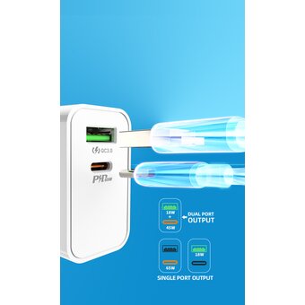  СЗУ HOCO C113A, Аwesome PD65W, 2USB, 1A1C, (EU) (белый) 