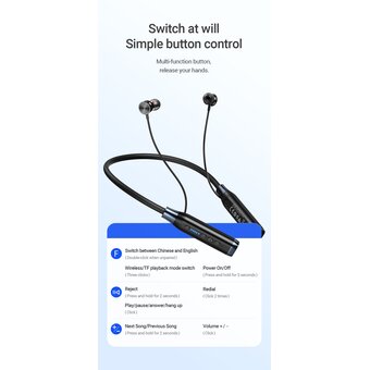  Наушники bluetooth HOCO ES62 Pretty neck-hang, black 