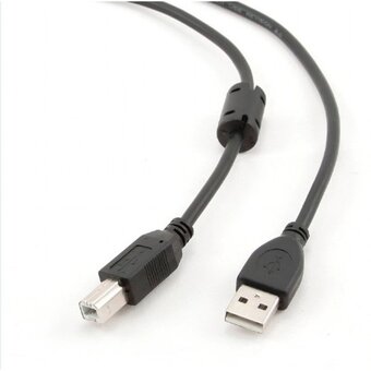  Кабель интерфейсный Bion BXP-CCF-USB2-AMBM-018, USB 2.0 AM/BM, позолоченные контакты, ферритовые кольца, 1.8м, черный 