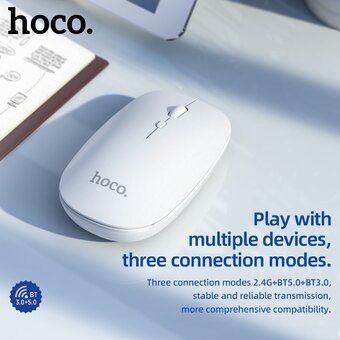  Мышь беспроводная Hoco GM15 Art dual-mode business, белый (6931474760586) 