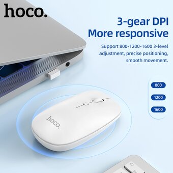  Мышь беспроводная Hoco GM15 Art dual-mode business, белый (6931474760586) 