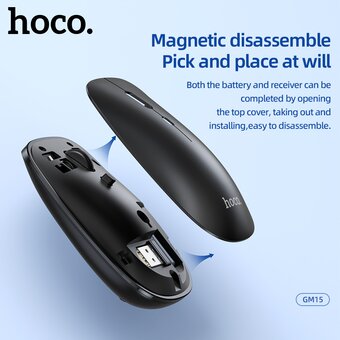  Мышь беспроводная Hoco GM15 Art dual-mode business, черный (6931474760579) 