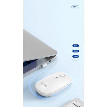  Мышь беспроводная Hoco GM15 Art dual-mode business, белый (6931474760586) 