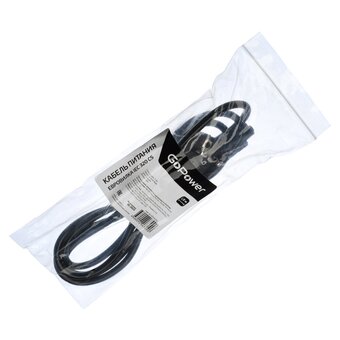  Кабель питания GoPower 00-00024056 евровилка CEE 7/7-IEC 320 C5 1.8м ПВХ 0.75мм черный 1/10/160 