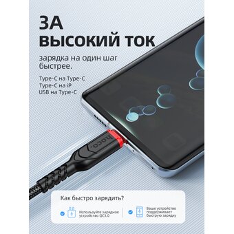  Дата-кабель HOCO X59 Victory Type-C 1м черный 