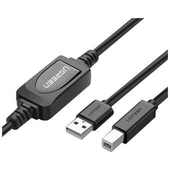  Кабель UGREEN US122 (10362) USB 2.0 A Male to B Male Active Printer Cable 15m Black 