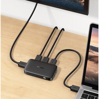  Переключатель UGREEN CM332 80125 HDMI Switcher 3 In 1 Out 4K@30HZ Grey 