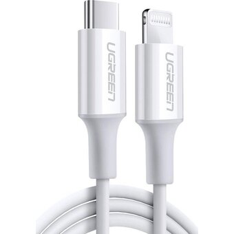  Кабель UGREEN US171 60746 USB-C to Lightning Cable M/M Nickel Plating ABS Shell 0.25m White 