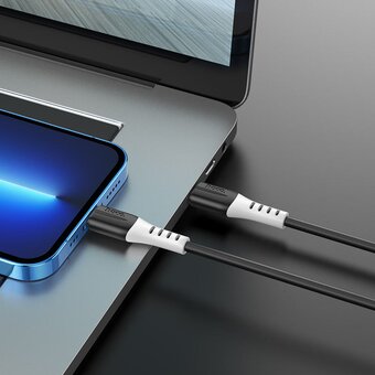  Дата-кабель HOCO X82 iP PD to type-C silicone charging data cable. black 
