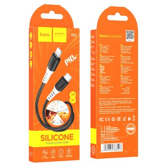 Дата-кабель HOCO X82 iP PD to type-C silicone charging data cable. black 