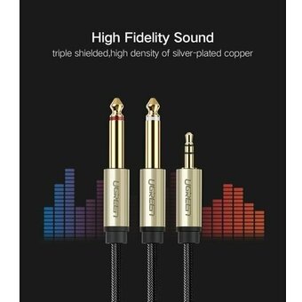 Кабель UGREEN AV126 10615 3.5mm TRS to Dual 6.35mm TS Audio Cable 2m Gray 