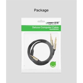  Кабель UGREEN AV126 10615 3.5mm TRS to Dual 6.35mm TS Audio Cable 2m Gray 